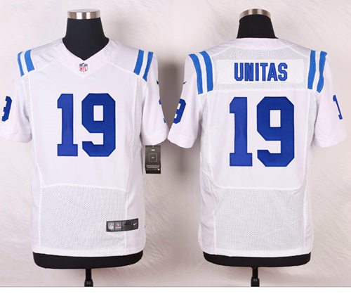 Nike Colts #19 Johnny Unitas White Men's Stitched NFL Elite Jersey - Click Image to Close